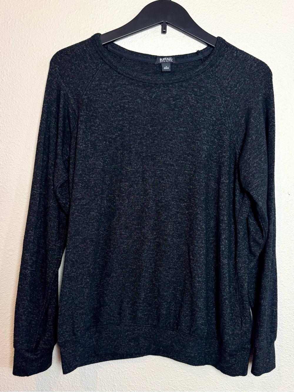 Buffalo David Bitton Marled Black Long Sleeve Cozy Top Ultra Soft Women’s Size S